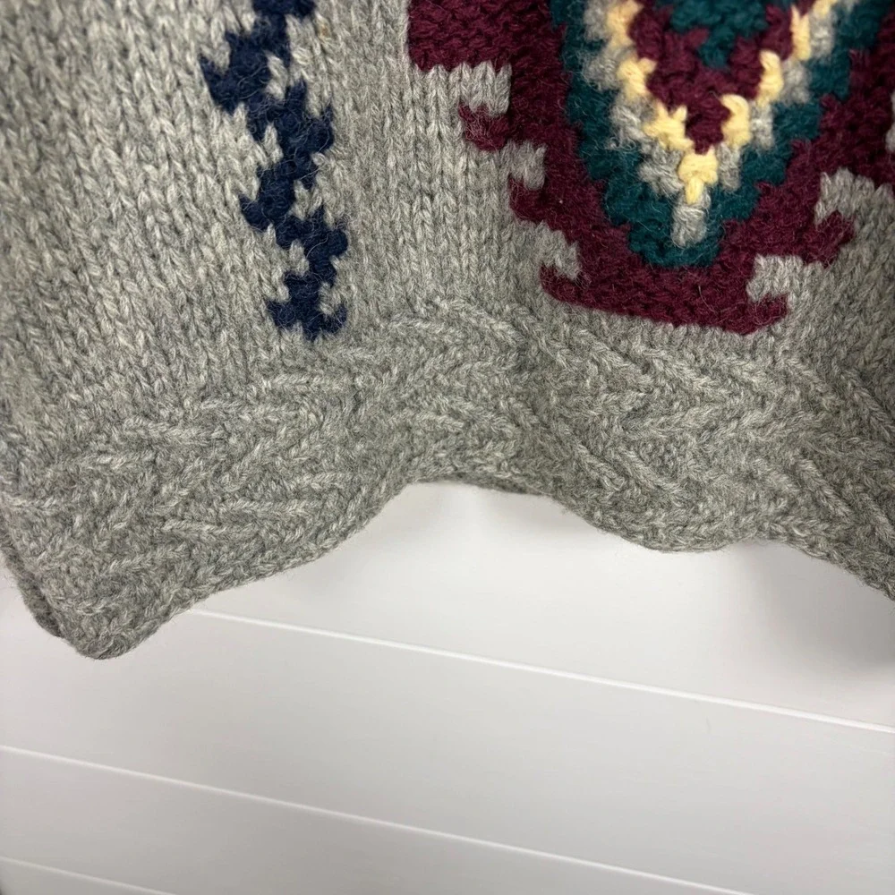 Vintage Susann D Hand Knitted Shetland Wool Sweater Southwestern Aztec‎ Women M